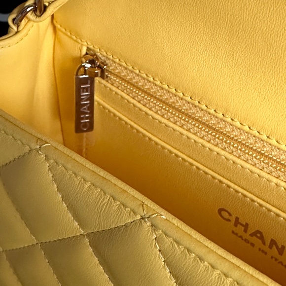 FULL SET - CHANEL Classic Rectangle Mini (Yellow with Champagne Gold HW) - Picture 16 of 17